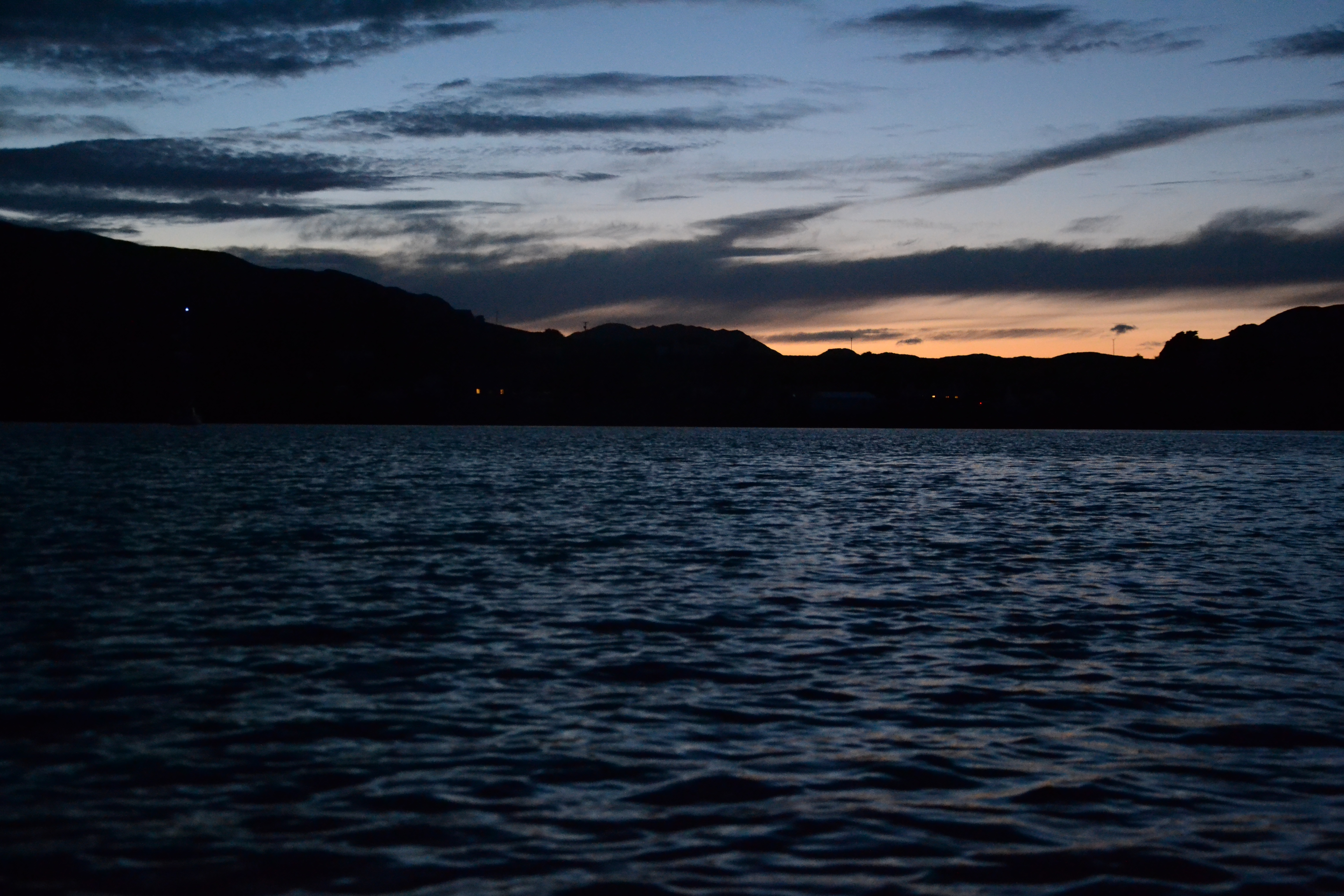 Kilchoan at Sunset with mast light and houses